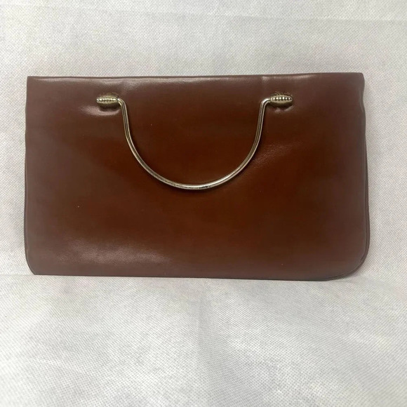 Handbag with Metal Handles and Gold Chain Clutch - Picture 3 of 8